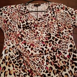 Pink Cheetah Scoop Neck Top